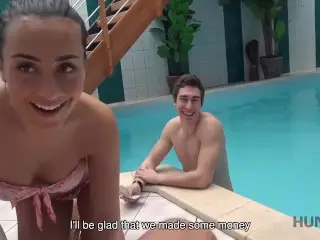 HUNT4K. Owner of Small Spa Center Seduces Brunette Bitch for Sex