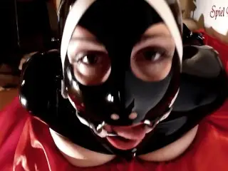 Shiny Black Latex Slut Ring Gagged Hogtied Unmercifully Skullfucked- TEASER