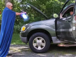 Sexy Granny Saved Repays Super Hero with Juicy Blowjob