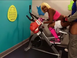 Anal Ass Deep Fuck Big Butt in Public Gym by BBC on Exercise Bike Buggery