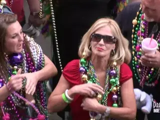 Fat Tuesday Freaky MILFS getting Naked in the Street for Beads