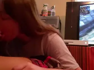 Girlfriend Sucks my Dick while I Play Video Games.