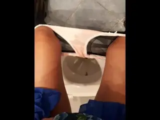 Desperation Squating above the Toilet Female POV