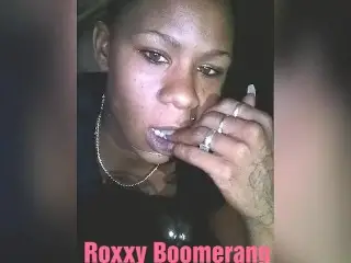 Ebony Babe Roxxy Boomerang Sucks the Life Outta Shortie while he on Break