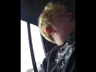 BBW Ftm Cums in Public Parking Lot as Cars Drive by