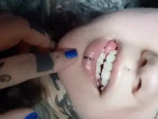 The most Giggliest Inked up Big Boobs Split Tongue Play