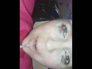 EXTREME DEEPTHROAT FACE FUCK CUM IN MOUTH WHILE HOGTIED - BONDAGE BLOWJOB