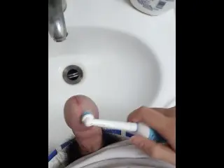 Massage the Penis with a Electric Toothbrush