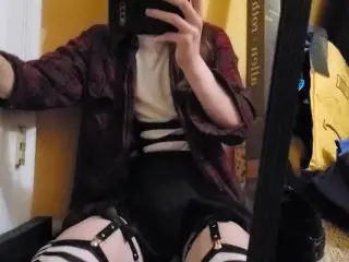 Cute Femboy Trap Shows off in the Mirror