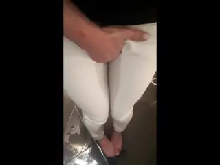 Desperate Pee in White Jeans and Rubbing my Wet Clit Full Video on ModelHub