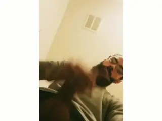 Hot Muscular Bearded Guy Jerks off Moans and Cum Hard and Eats it