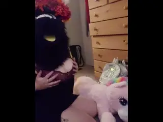 Furry Gets off with a Magic Wand while Stuffy Humping