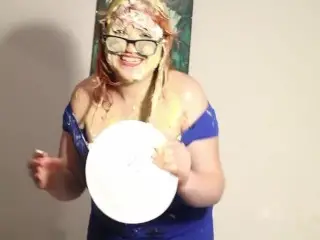 BBW Gets Pied Multiple Times in Tight Blue Dress