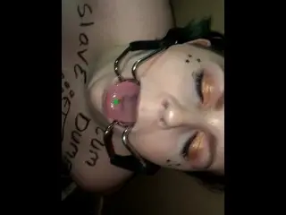 Topless Chained up Spider Gag FaceFuck Blowjob Facial up the Nose LOL