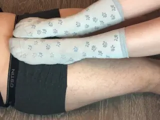 Teen Girl Footjob with School Socks Foot Fetish