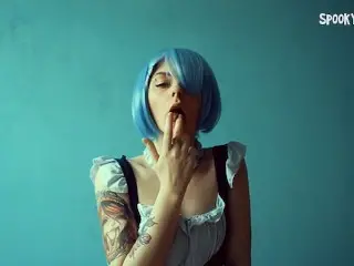 Rem Teases her Nipples and Cums Hard Cosplay Anime re zero Spooky Boogie