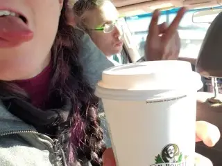 Pissing in a Coffee Cup in his Truck