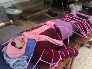 Wool Mohair Layers of Sweaters on a Bondage Table