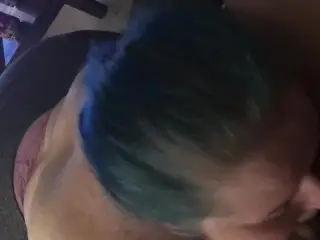 PAWG with Blue Hair Sucks and Fucks