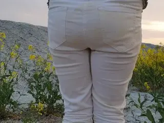 Alice Wetting her Pee Stained White Jeans in Nature (from our Compilation)