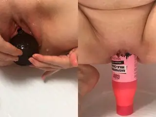 Big Shampoo Bottles Insertion Fisting my Pussy