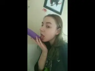 Snapchat Compilation of Emerald vs 8 Inch Purple Dildo