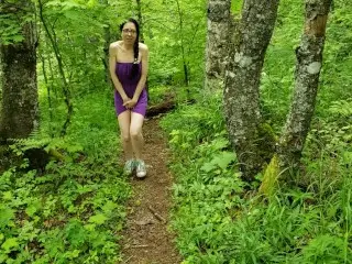 Desperate Outdoor Piss in my Purple Dress