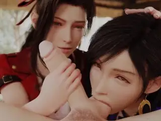 Tifa Lockhart and Aeris Gainsborough Final Fantasy 7 Blowjob Animation