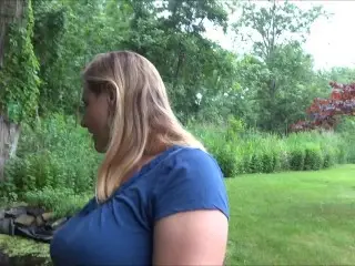 Frangelica outside for 420Smoke, Mouthful of Cum, Garden Walk, PlanetFunCamp Huge Natural Tits MILF