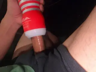 Masturbation with Tenga while Wearing Pants with Gingin's Cock Slimy