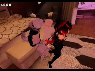 Sexy Succubus Dancing on two Shy Subby Femboys VRChat