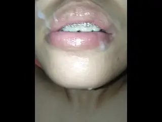 Brie first Time to Swallow Cum