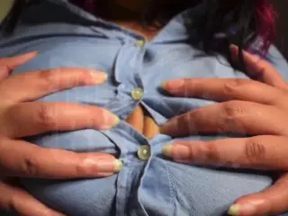 Busty Buttons Tease