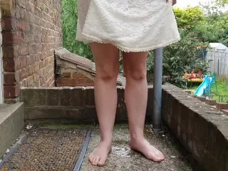 Alice - Pissing myself and Smoking on my Doorstep with no Panties under my Dress ;)