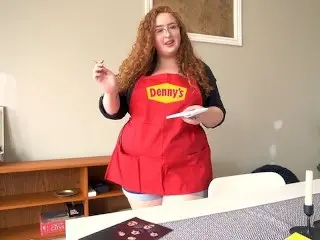 Busty MILF Denny's makes Virgin Scramble her Eggs with Doggystyle Impregnation Creampie