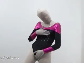 Putting on a Leotard over a Padlocked Zentai