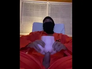 Masked Prisoner Breaks into a House and Fucks a Fleshlight. Moans and Cums inside It!