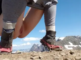 Sweaty Pussy Pissing at the Summit