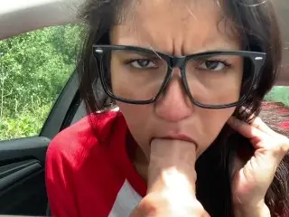 I got Horny while Driving so I Stop to Fuck my Dildo in the Car for a Bit