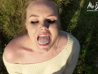 Sucking Cock in Nature and a Deer saw Us! - miss Banana