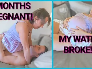 9 Month Pregnant MILF Fucked - Water Breaks & goes into Labor on Labor Day!