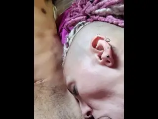 Woke up with my Dick in this Lesbian's Mouth & she Wont let me Pull out Morning Deepthroat Cumshot