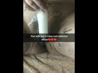 My Wife after Gangbang Pours Tons of Sperm on his Pussy from used Condom! [Cuckold.Snapchat]