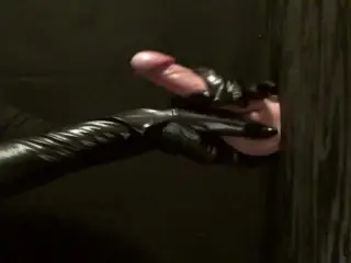 Long Black Gloves Handjob at the Gloryhole