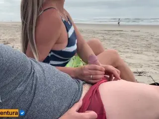 Quickie on Public Beach, People Walking near - Real Amateur