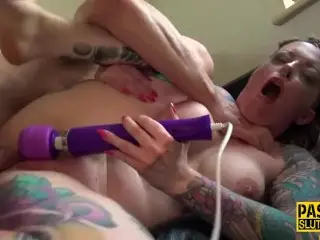 Dominated Tattooed Busty Slut Deep Throats