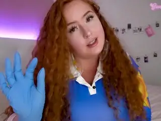 Busty MILF Ms Frizzle Inspects Small Cock, gives Gloved Handjob with Small Penis Encouragement