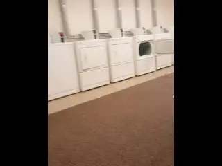 CUMSHOT Guy almost Caught Jerking off in Public Laundromat