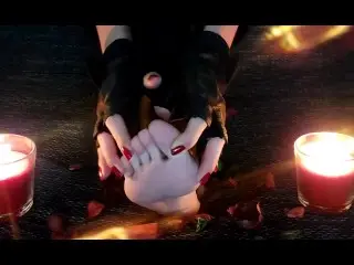 ASMR Feet Fetish Video - Teading and Seductive Feet Playing with Dried Leaves, Leather Pants and Glo