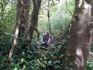 Woman Caught Didlio Fucking herself in Public Park Woods